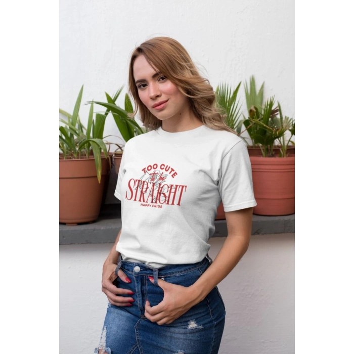 Kadın Özel Baskılı Modern Fit %100 Pamuk Bisiklet Yaka T-Shirt