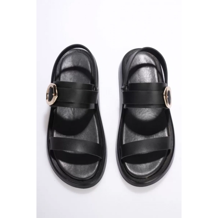 Kadın Siyah 2cm Topuk Boyu Yazlık Rahat Sandalet TR27MY05A