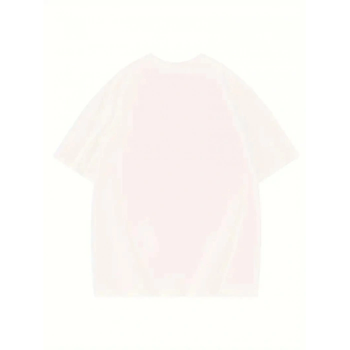 Kadın T-shirt Eğlenceli Harf NY Baskılı Bisiklet Yaka Tişört - Beyaz