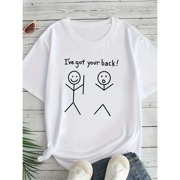 Kadın T-Sirt  Ive Got Your Back Baskılı Kısa kol Tişört - Beyaz