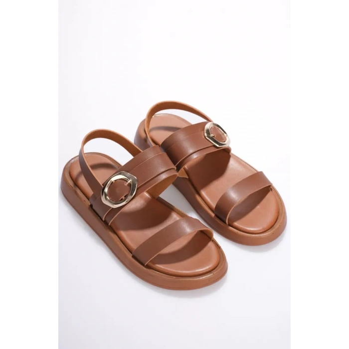 Kadın Taba 2cm Topuk Boyu Yazlık Rahat Sandalet TR27MY05B
