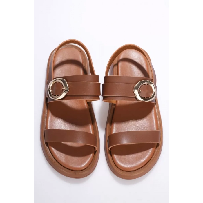 Kadın Taba 2cm Topuk Boyu Yazlık Rahat Sandalet TR27MY05B