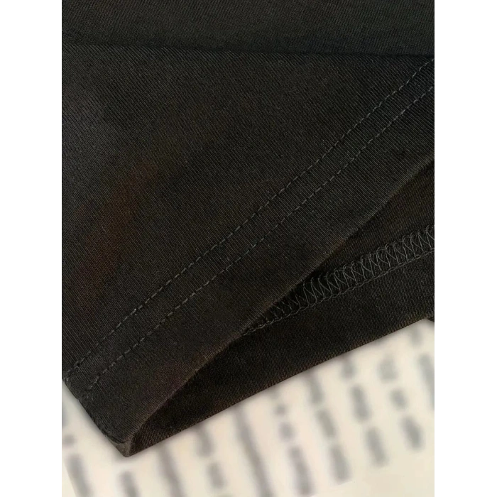 Kadın Tişört Newtro Baskılı Oversize Bisiklet Yaka T-shirt - Siyah