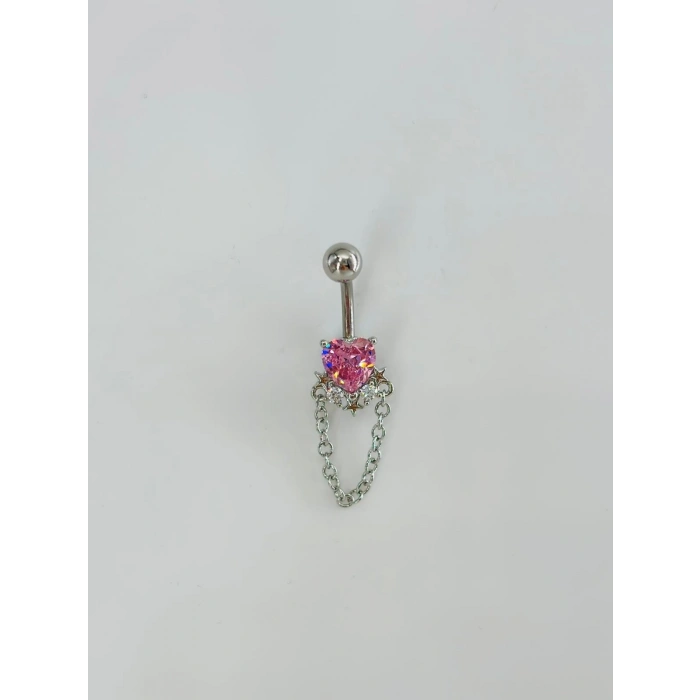 Kalp Detaylı Sallantılı Göbek Piercing