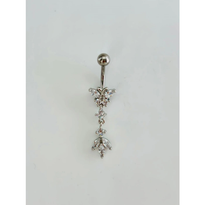 Kelebek Detaylı Sallantılı Göbek Piercing