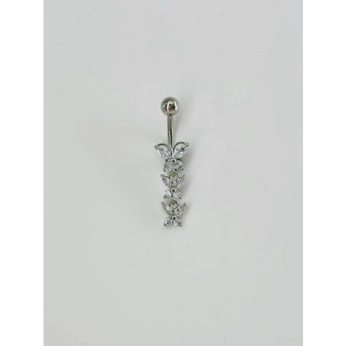 Kelebek Detaylı Sallantılı Göbek Piercing