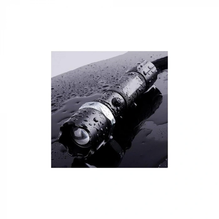Km-110 Profesyonel Şarjlı El Feneri Ledli+flashlight+zoom Özellikli  Aparatlı 6 Parça Full Set