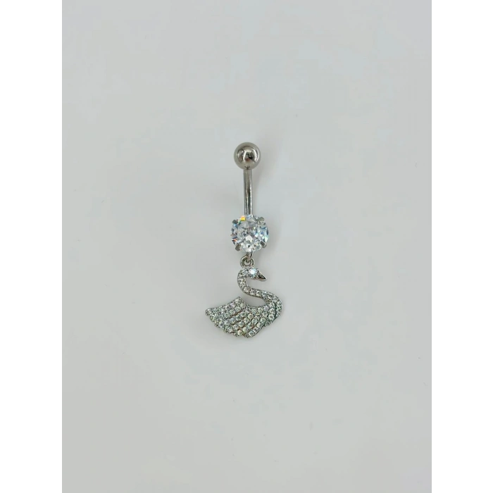 Kuğu Detaylı Göbek Piercing