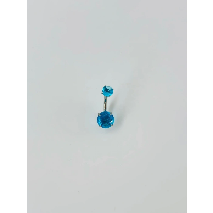 Mavi Taşlı Göbek Piercing