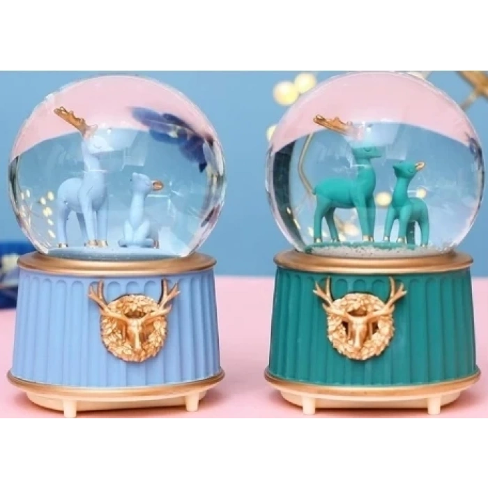 Mavi-yeşil Geyik Kar Küresi Küçük Boy