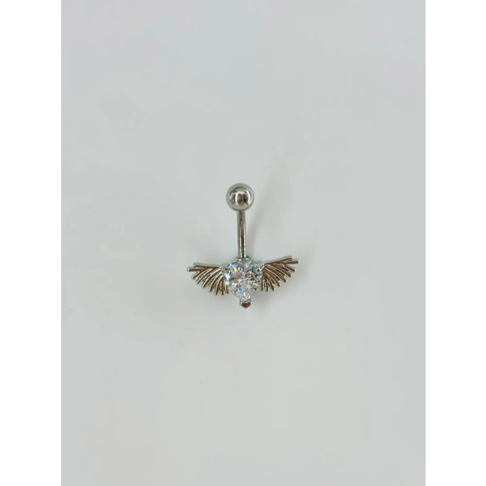 Melek Kanatlı Kalp Detaylı Göbek Piercing