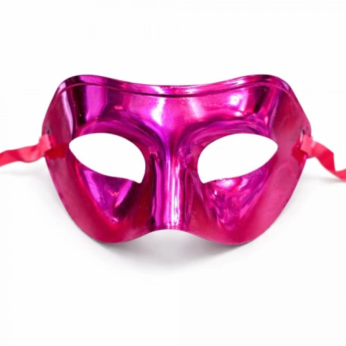 Metalize Parlak Parti Maskesi Pembe Renk 16x7 cm