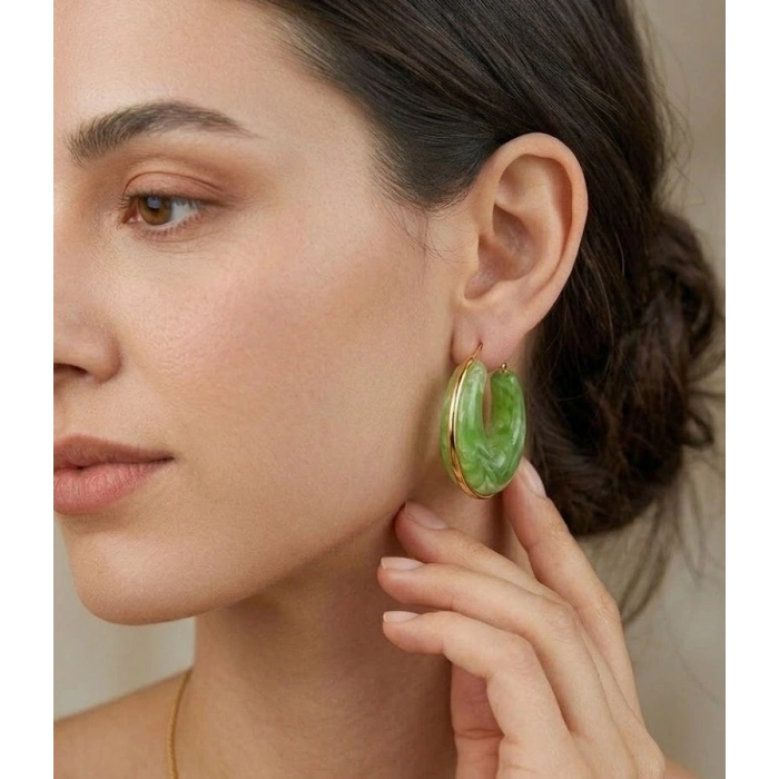 Mint Glow Vintage Halka Küpe