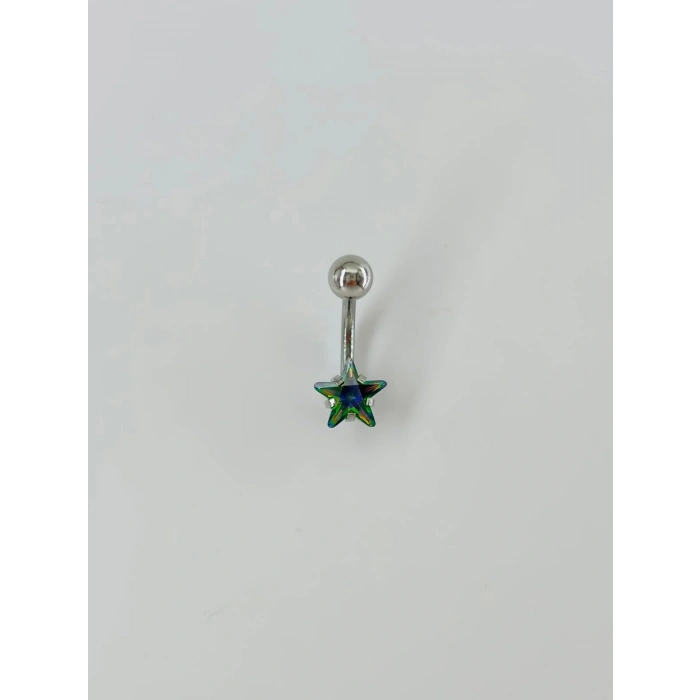Mistik Topaz Taşlı Yıldız Detaylı Göbek Piercing