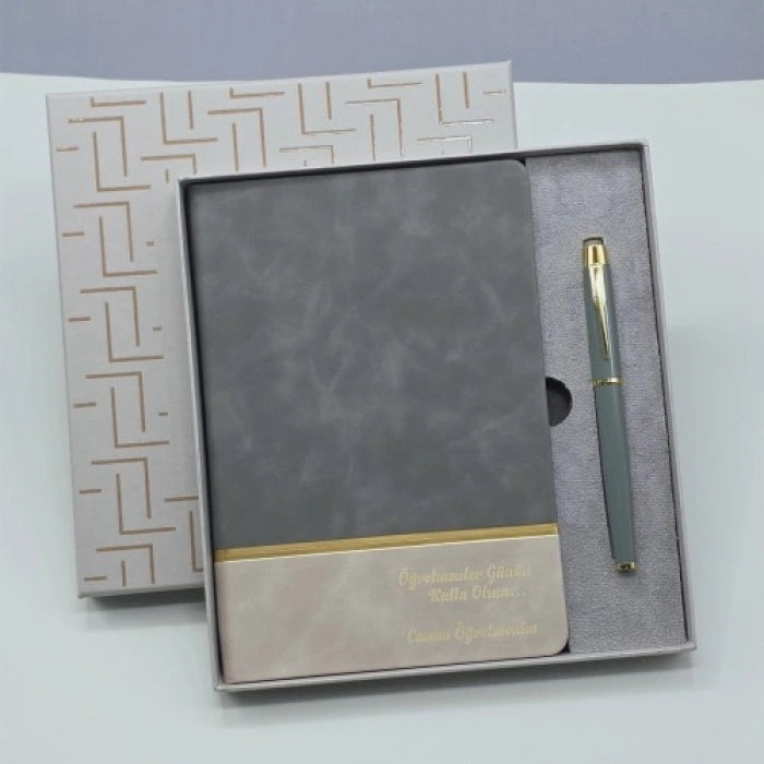 Öğretmenler Gününe Özel Deri Defter Ve Kalem Set