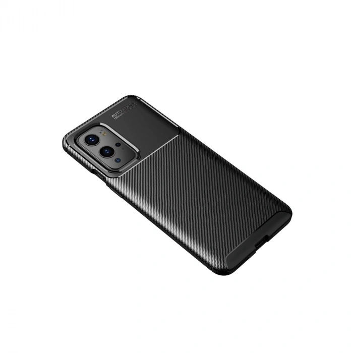One Plus 9 Pro Kılıf Auto Focus Karbon Kapak - Siyah
