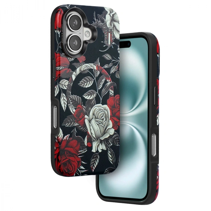 Onegif Apple İphone 16 Flower Series Magsafe Kapak - Siyah