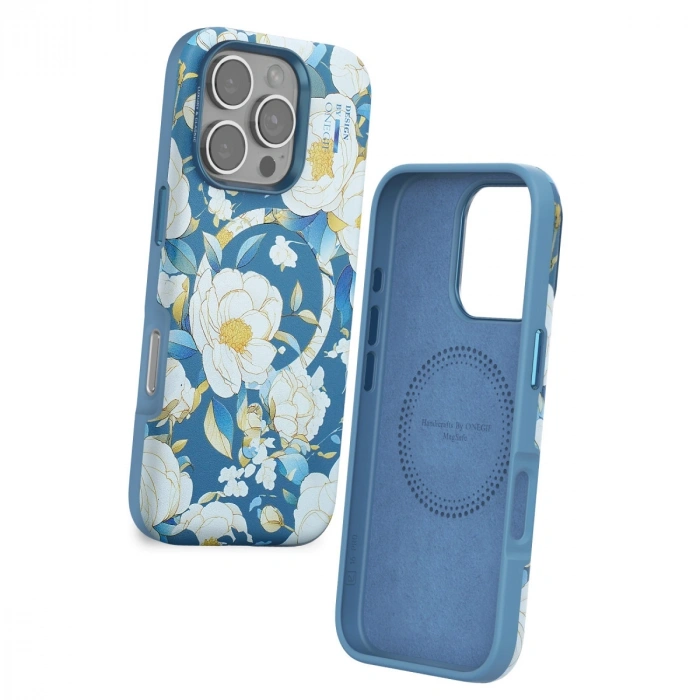 Onegif Apple İphone 16 Pro Flower Series Magsafe Kapak - Mavi