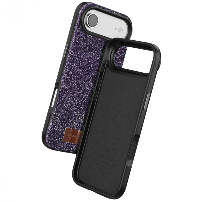 Onegif Apple İphone 17 Air Bright Simli Kapak - Derin Mor