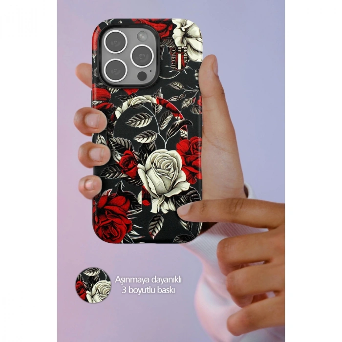 Onegif İphone 14 Pro Max Flower Series Magsafe Kapak - Mavi