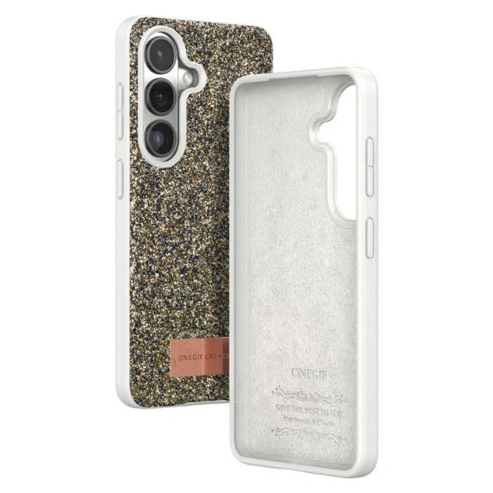 Onegif Samsung Galaxy S26 Bright Simli Kapak - Gold