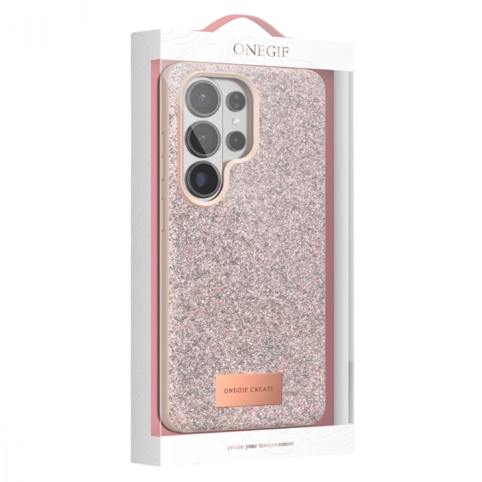 Onegif Samsung Galaxy S26 Ultra Bright Simli Kapak - Pembe