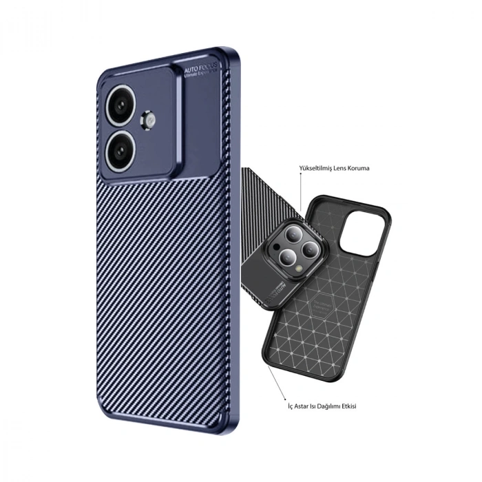 Oppo A3 Kılıf Auto Focus Karbon Kapak - Lacivert