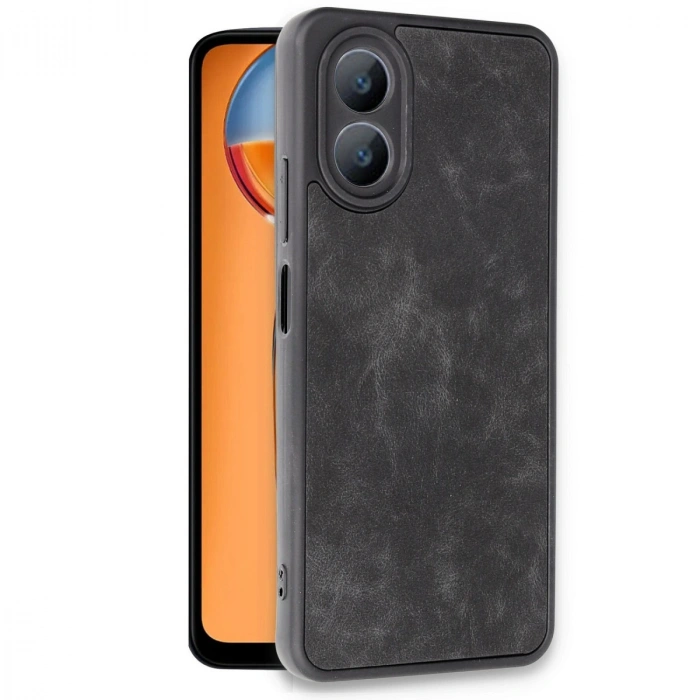 Oppo A38 Kılıf Aras Deri Kapak - Siyah