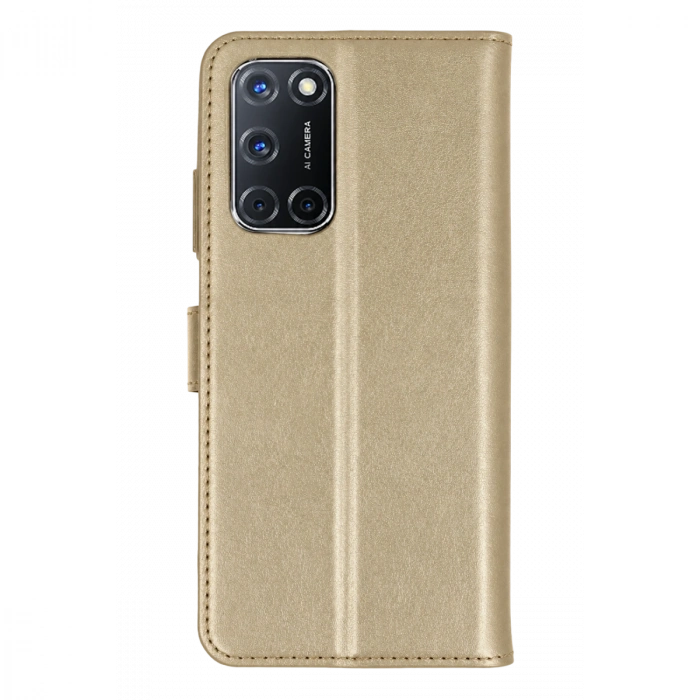 Oppo A52 Trend S Plus Kapaklı Kılıf - Gold