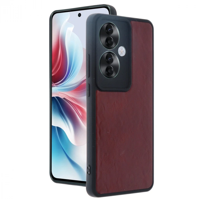 Oppo Reno 11f Kılıf Aras Deri Kapak - Bordo