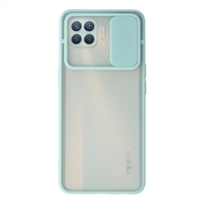 Oppo Reno 4 Lite Kılıf Palm Buzlu Kamera Sürgülü Silikon - Turkuaz