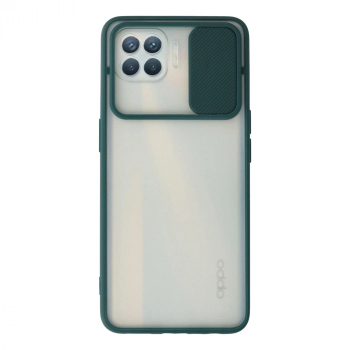 Oppo Reno 4 Lite Kılıf Palm Buzlu Kamera Sürgülü Silikon - Yeşil