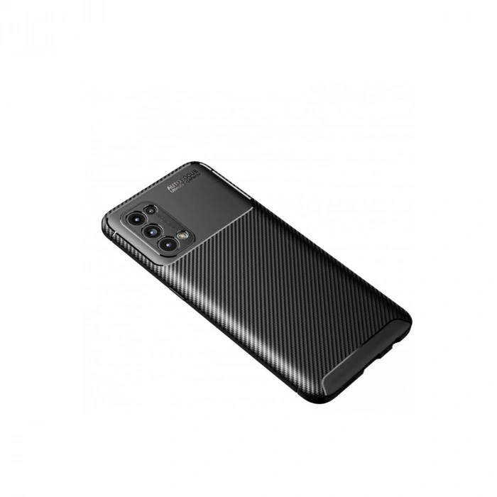 Oppo Reno 5 Kılıf Auto Focus Karbon Kapak - Siyah