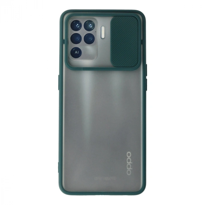 Oppo Reno 5 Lite Kılıf Palm Buzlu Kamera Sürgülü Silikon - Yeşil