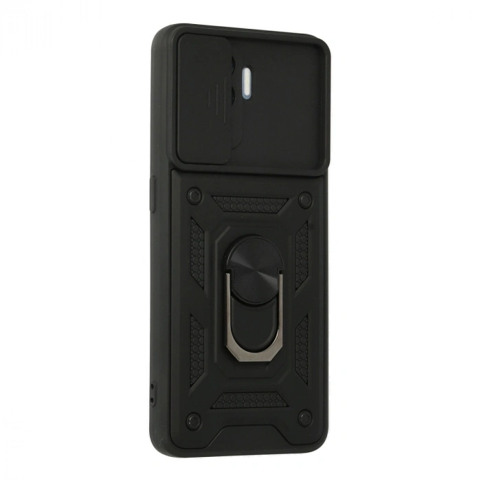 Oppo Reno 5 Lite Kılıf Pars Lens Yüzüklü Silikon - Siyah