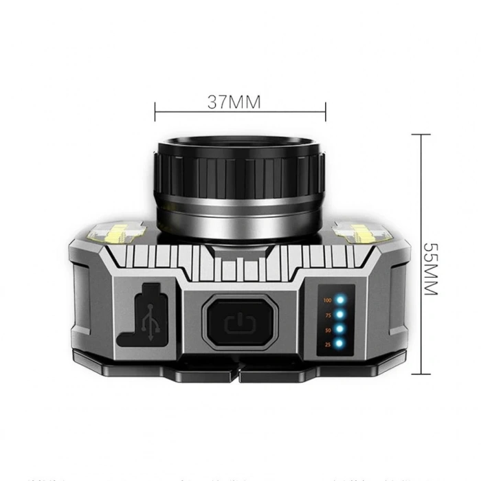 Ps-010 800 Lümen Şarj Göstergeli Cob Led Usbli Şarjlı Kafa Lambası