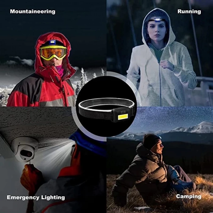 Ps-t89 Mini Pilli Cob Led 3 Mod Su Geçirmez Kafa Feneri Lambası