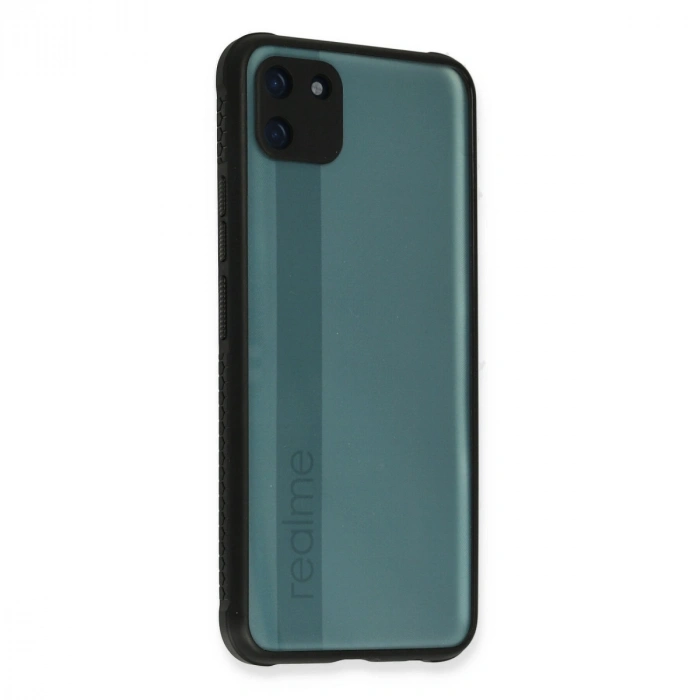 Realme C11 Kılıf Miami Şeffaf Silikon - Siyah