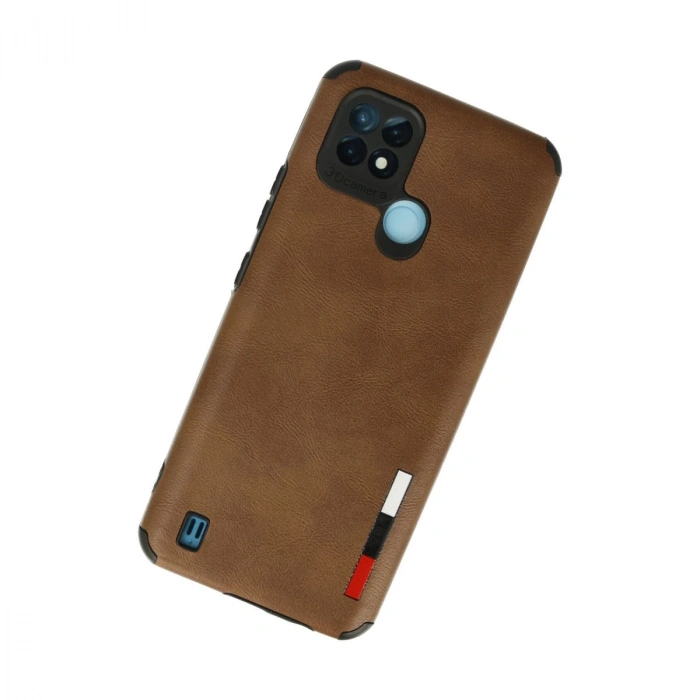 Realme C21 Kılıf Loop Deri Silikon - Kahverengi