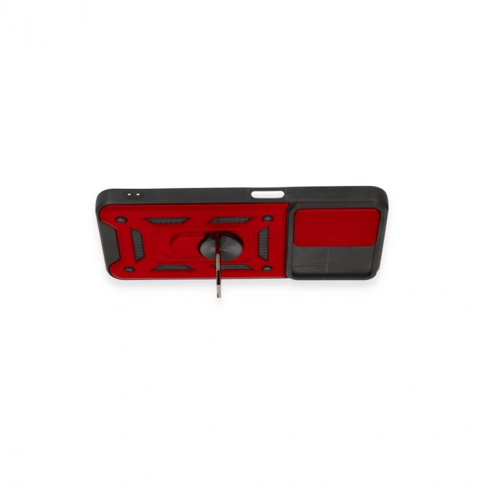 Realme C35 Kılıf Pars Lens Yüzüklü Silikon - Kırmızı