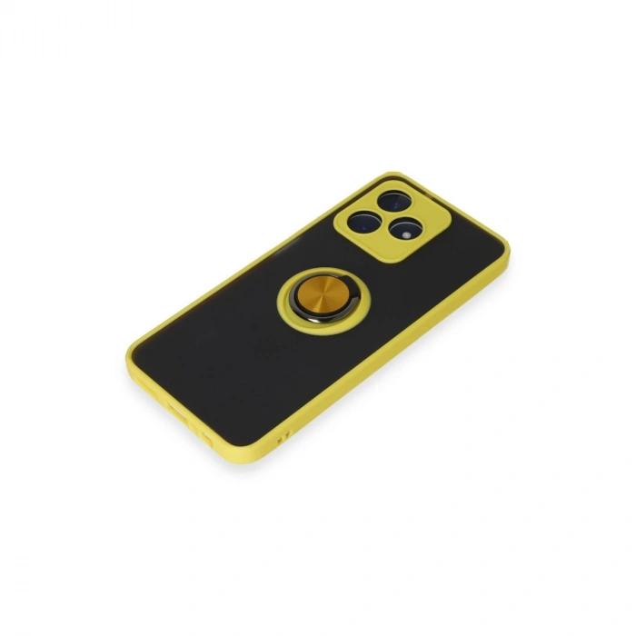 Realme C53 Kılıf Montreal Yüzüklü Silikon Kapak - Sarı