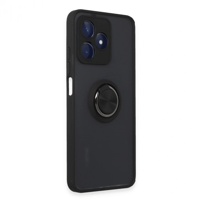Realme C53 Kılıf Montreal Yüzüklü Silikon Kapak - Siyah