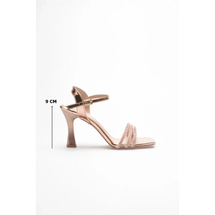 Rose Gold Taşlı İnce Topuklu Abiye Sandalet TR20MY15G