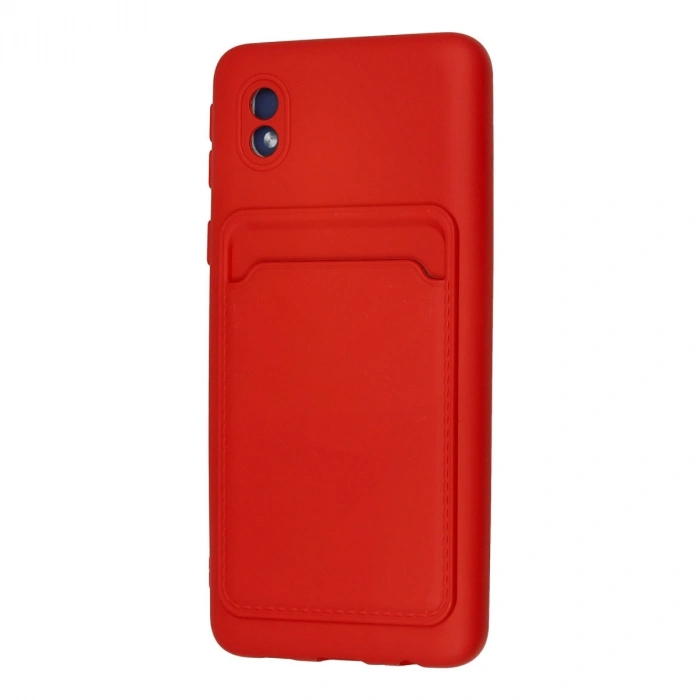 Samsung Galaxy A01 Core Kılıf Kelvin Kartvizitli Silikon - Kırmızı