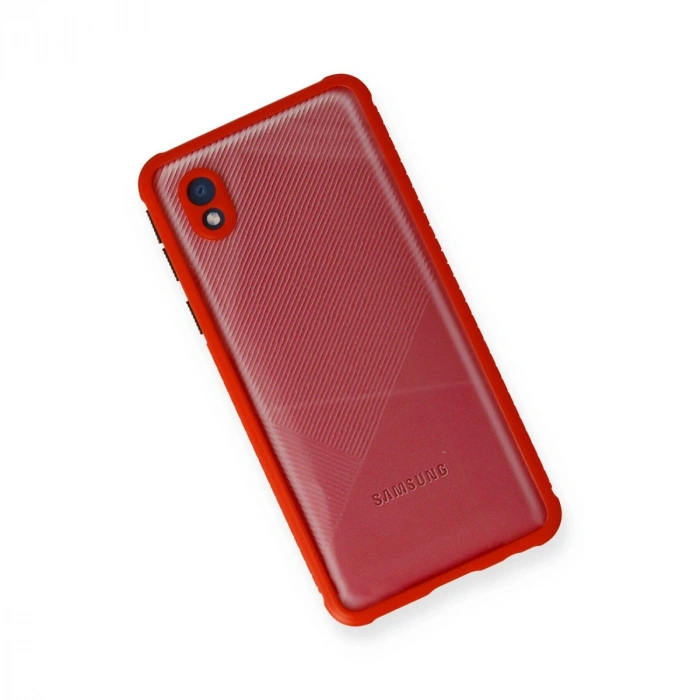Samsung Galaxy A01 Core Kılıf Miami Şeffaf Silikon - Kırmızı