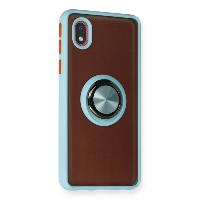 Samsung Galaxy A01 Core Kılıf Montreal Yüzüklü Silikon Kapak - Buz Mavi