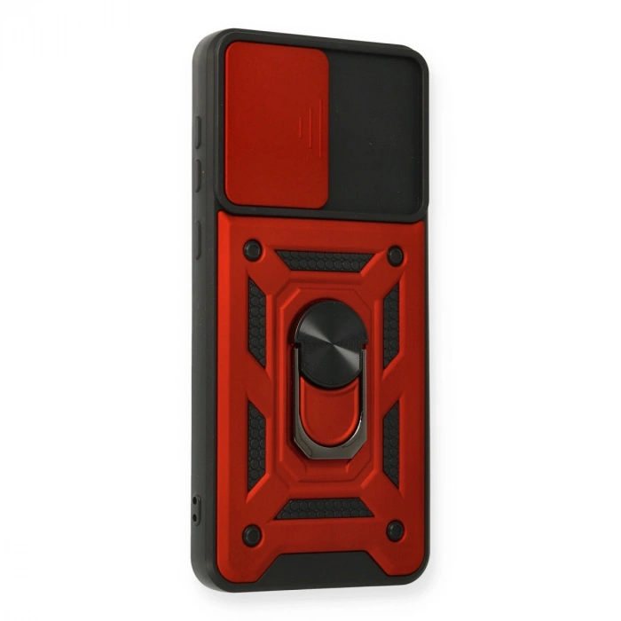 Samsung Galaxy A02 Kılıf Pars Lens Yüzüklü Silikon - Kırmızı