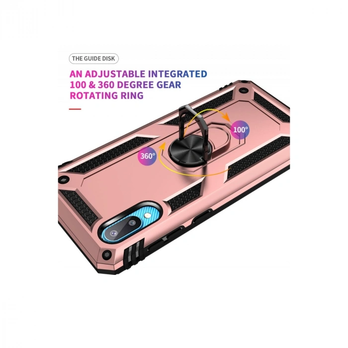 Samsung Galaxy A02 Kılıf Sofya Yüzüklü Silikon Kapak - Rose