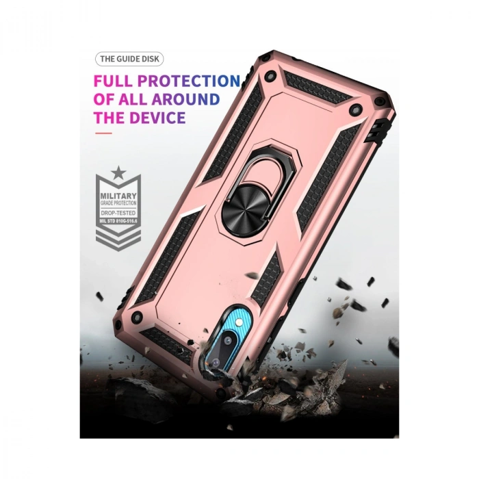 Samsung Galaxy A02 Kılıf Sofya Yüzüklü Silikon Kapak - Rose