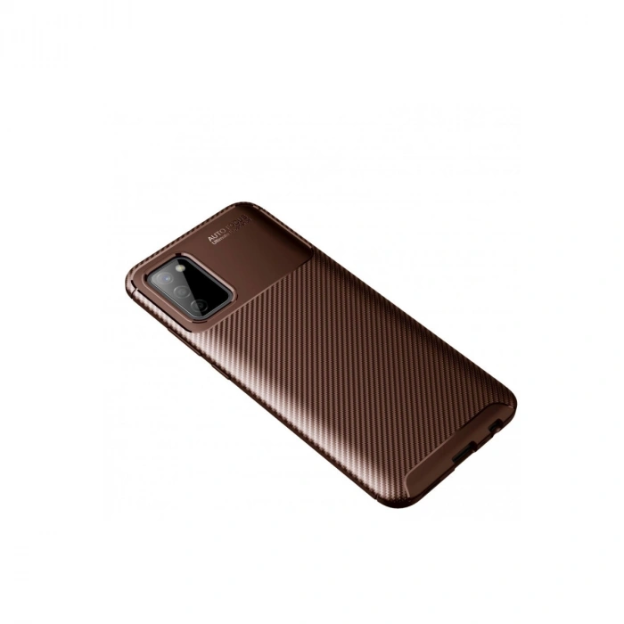 Samsung Galaxy A02s Kılıf Auto Focus Karbon Kapak - Kahverengi